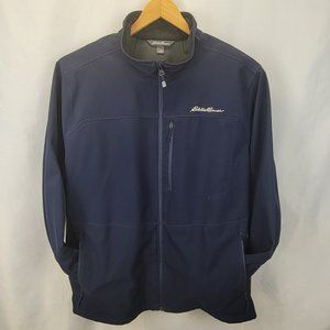 XXL Eddie Bauer Jacket Mens Full ZIp Windbreaker Blue Fleece Lined 2XL Warm